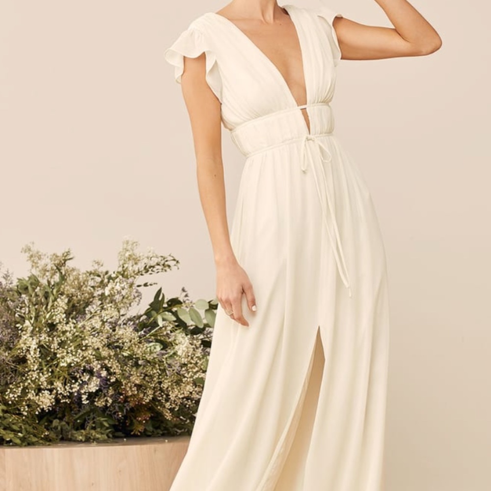 Lulus I'm All Yours Cream Ruffled Dress - size S